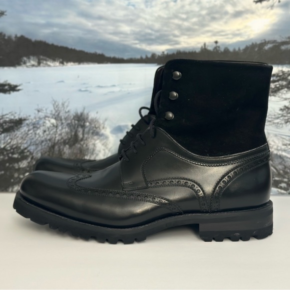 MAGNANNI (for Bergdorf Goodman) Wingtip Boots - Black - Picture 1 of 8